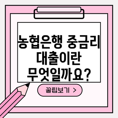 농협은행 중금리 대출이란 무엇일까요?