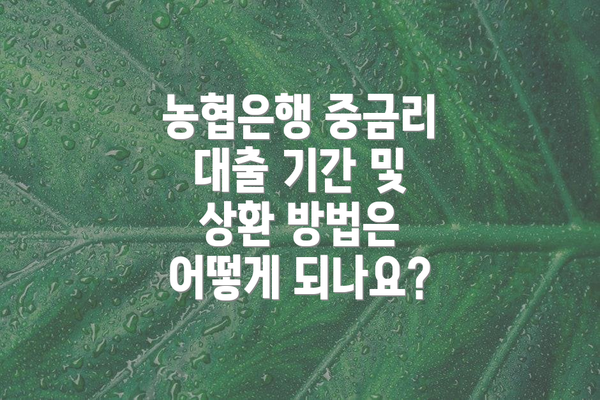 농협은행 중금리 대출 기간 및 상환 방법은 어떻게 되나요?