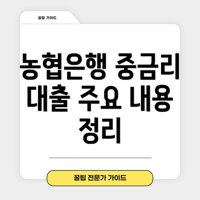 농협은행 중금리 대출 주요 내용 정리