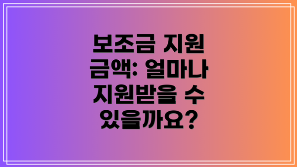 보조금 지원 금액: 얼마나 지원받을 수 있을까요?