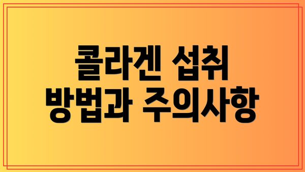 콜라겐 섭취 방법과 주의사항