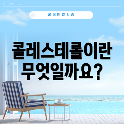 콜레스테롤이란 무엇일까요?