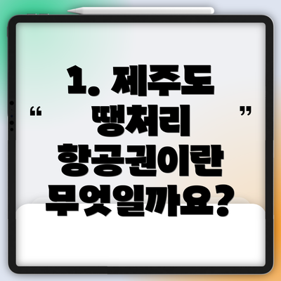 1. 제주도 땡처리 항공권이란 무엇일까요?