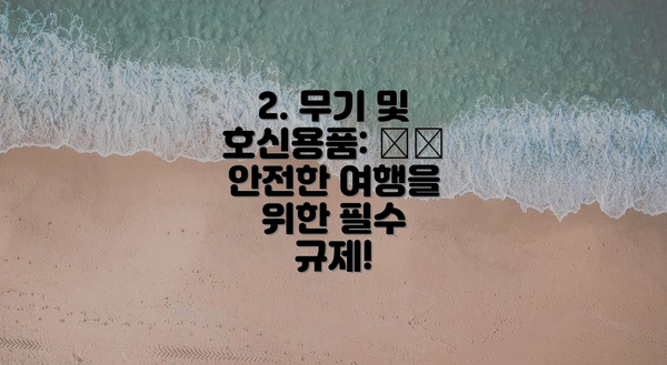 2. 무기 및 호신용품: ⚔️ 안전한 여행을 위한 필수 규제!