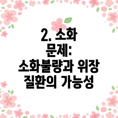 2. 소화 문제: 소화불량과 위장 질환의 가능성