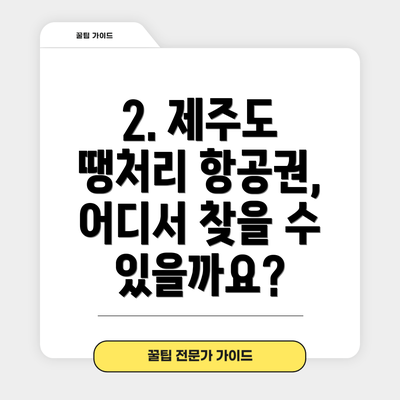 2. 제주도 땡처리 항공권, 어디서 찾을 수 있을까요?