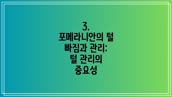 3. 포메라니안의 털 빠짐과 관리: 털 관리의 중요성
