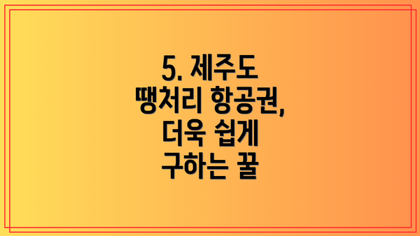 5. 제주도 땡처리 항공권, 더욱 쉽게 구하는 꿀