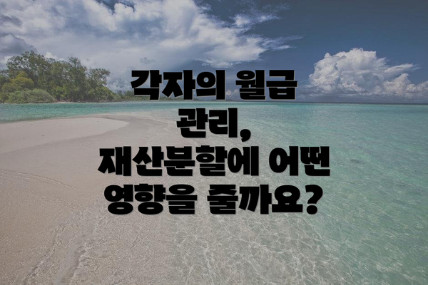 각자의 월급 관리, 재산분할에 어떤 영향을 줄까요?