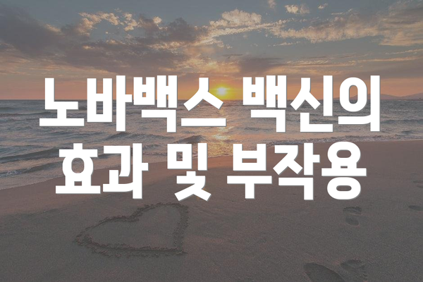 노바백스 백신의 효과 및 부작용