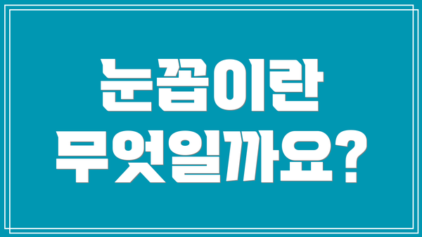 눈꼽이란 무엇일까요?