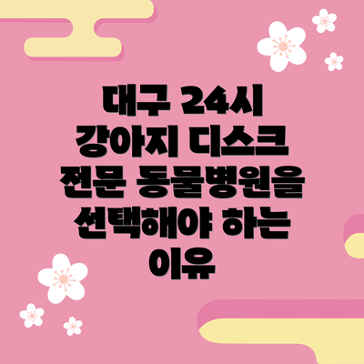 대구 24시 강아지 디스크 전문 동물병원만의 특별함