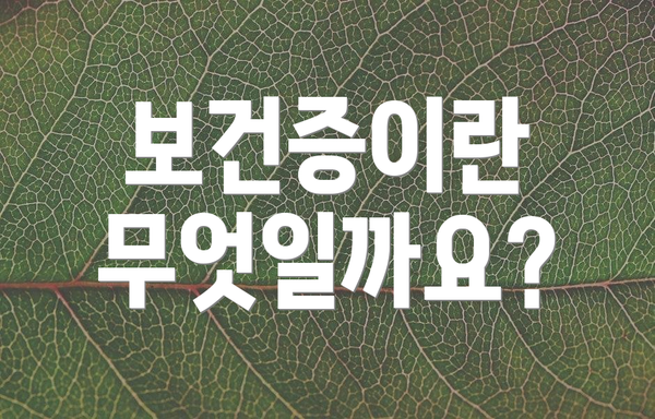 보건증이란 무엇일까요?
