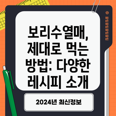 보리수열매, 제대로 먹는 방법: 다양한 레시피 소개