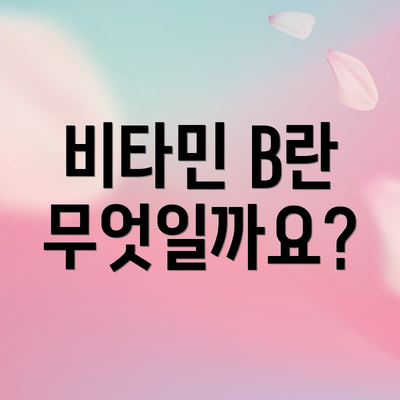 비타민 B란 무엇일까요?