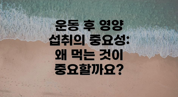 운동 후 영양 섭취의 중요성: 왜 먹는 것이 중요할까요?