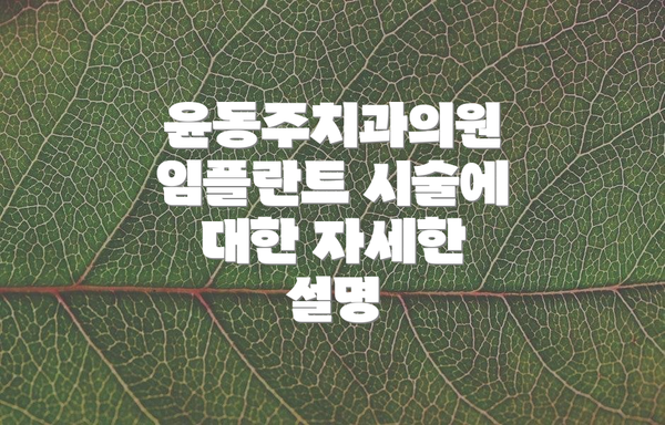 윤동주치과의원 임플란트 시술에 대한 자세한 설명