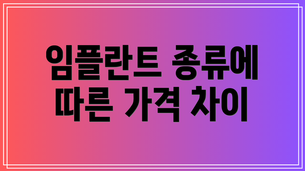 임플란트 종류에 따른 가격 차이