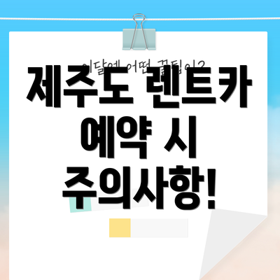 제주도 렌트카 예약 시 주의사항!