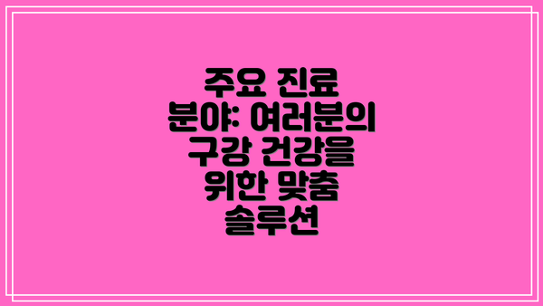 주요 진료 분야: 여러분의 구강 건강을 위한 맞춤 솔루션