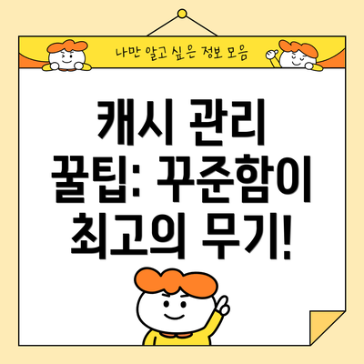 캐시 관리 꿀팁: 꾸준함이 최고의 무기!
