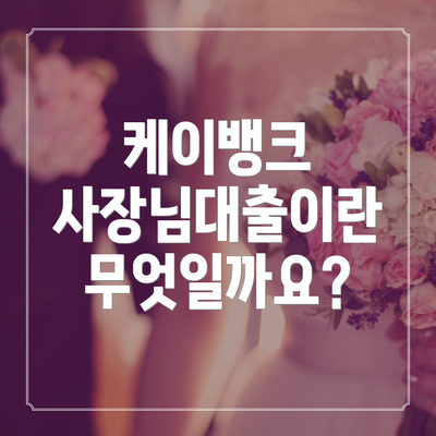 케이뱅크 사장님대출이란 무엇일까요?