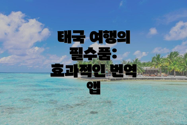 태국 여행의 필수품: 효과적인 번역 앱