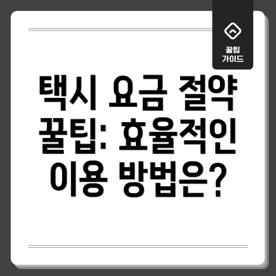 택시 요금 절약 꿀팁: 효율적인 이용 방법은?