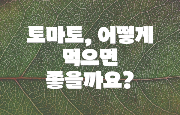 토마토, 어떻게 먹으면 좋을까요?