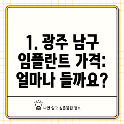 1. 광주 남구 임플란트 가격: 얼마나 들까요?