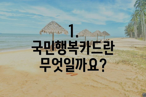 1. 국민행복카드란 무엇일까요?