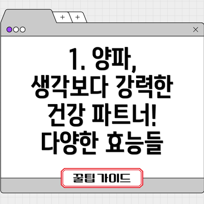 1. 양파, 생각보다 강력한 건강 파트너!  다양한 효능들