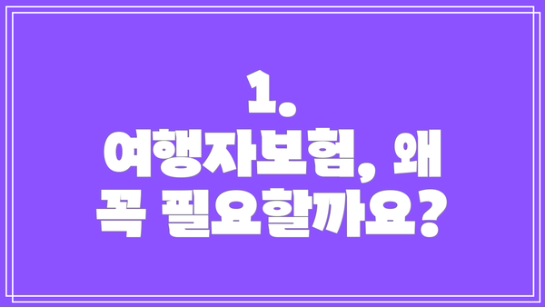 1. 여행자보험, 왜 꼭 필요할까요?