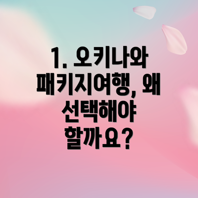 1. 오키나와 패키지여행, 왜 선택해야 할까요?