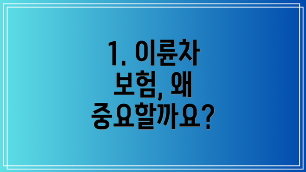 1. 이륜차 보험, 왜 중요할까요?