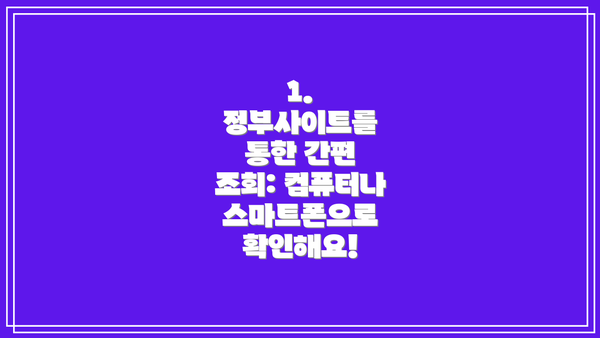 1. 정부사이트를 통한 간편 조회: 컴퓨터나 스마트폰으로 확인해요!