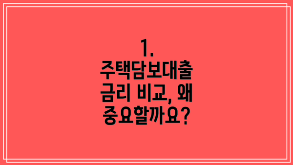 1. 주택담보대출 금리 비교, 왜 중요할까요?