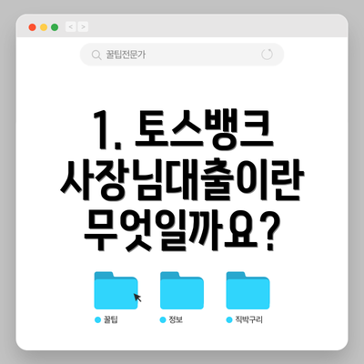 1. 토스뱅크 사장님대출이란 무엇일까요?