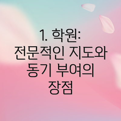 1. 학원: 전문적인 지도와 동기 부여의 장점