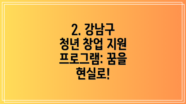 2. 강남구 청년 창업 지원 프로그램: 꿈을 현실로!