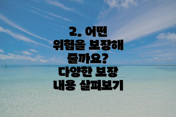 2. 어떤 위험을 보장해 줄까요?  다양한 보장 내용 살펴보기