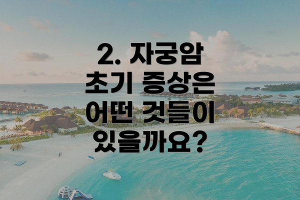 2. 자궁암 초기 증상은 어떤 것들이 있을까요?