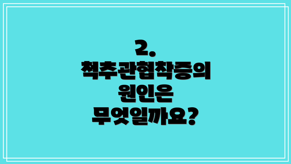 2. 척추관협착증의 원인은 무엇일까요?