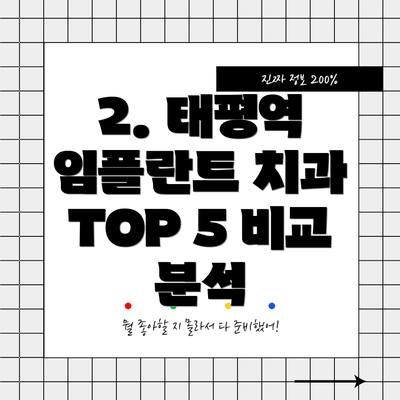 2. 태평역 임플란트 치과 TOP 5 비교 분석