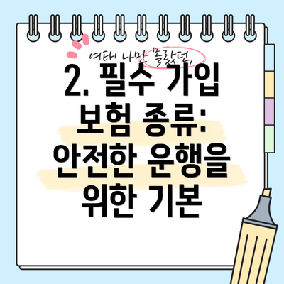 2. 필수 가입 보험 종류: 안전한 운행을 위한 기본