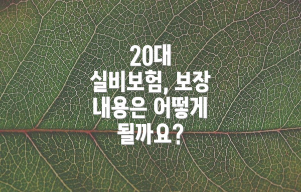 20대 실비보험, 보장 내용은 어떻게 될까요?