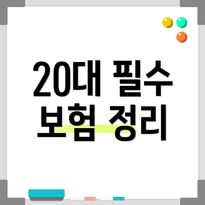 20대 필수 보험 정리