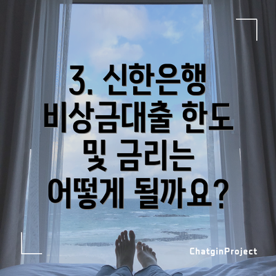 3. 신한은행 비상금대출 한도 및 금리는 어떻게 될까요?