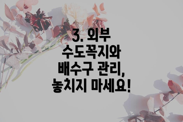 3. 외부 수도꼭지와 배수구 관리, 놓치지 마세요!