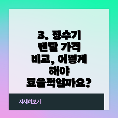 3. 정수기 렌탈 가격 비교, 어떻게 해야 효율적일까요?